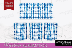 Blue Tie Dye Mug Wrap - Shibori Mug PNG Sublimation Product Image 1