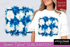 Blue Tie Dye Square Tshirt Background - Shibori PNG Product Image 1