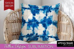 Blue Tie Dye Pillow Sublimation - Shibori Pillow Cover PNG Product Image 1