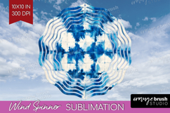 Blue Tie Dye Wind Spinner Sublimation PNG - Shibori Round Product Image 1