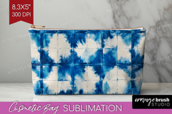 Blue Tie Dye Cosmetic Bag - Shibori Makeup Bag PNG Product Image 1