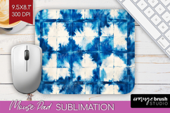 Blue Tie Dye Mouse Pad Sublimation - Shibori Mousepad PNG Product Image 1