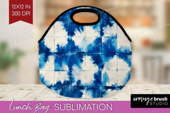 Blue Tie Dye Lunch Bag - Shibori Lunch Bug PNG Sublimation Product Image 1