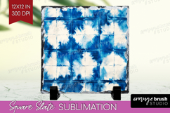 Blue Tie Dye Slate PNG - Shibori Square Slate Sublimation Product Image 1