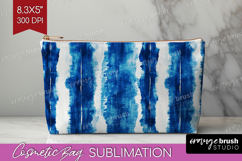 Blue Tie Dye Cosmetic Bag - Shibori Makeup Bag PNG Product Image 1