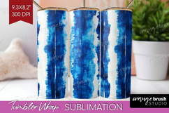Blue Tie Dye Tumbler Wrap - Shibori Tumbler PNG Sublimation Product Image 1