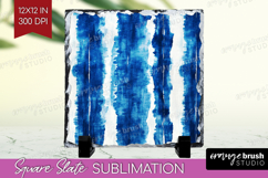 Blue Tie Dye Slate PNG - Shibori Square Slate Sublimation Product Image 1