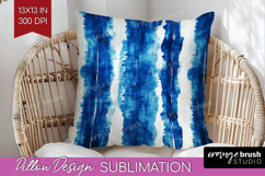 Blue Tie Dye Pillow Sublimation - Shibori Pillow Cover PNG Product Image 1
