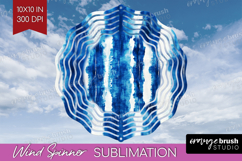 Blue Tie Dye Wind Spinner Sublimation PNG - Shibori Round Product Image 1