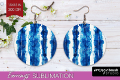 Blue Tie Dye Round Earrings - Shibori PNG Sublimation Product Image 1