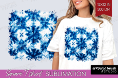 Blue Tie Dye Square Tshirt Background - Shibori PNG Product Image 1