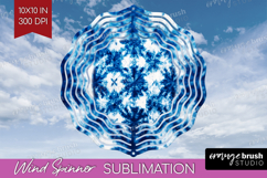 Blue Tie Dye Wind Spinner Sublimation PNG - Shibori Round Product Image 1