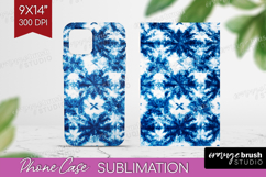Blue Tie Dye Phone Case PNG - Shibori Case PNG Sublimation Product Image 1