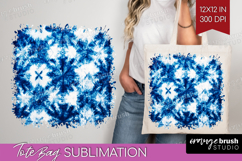 Blue Tie Dye Tote Bag - Shibori Tote Bag PNG Sublimation Product Image 1