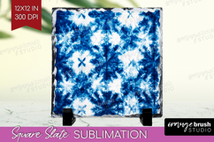Blue Tie Dye Slate PNG - Shibori Square Slate Sublimation Product Image 1