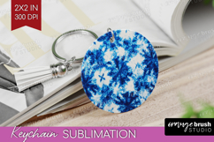 Blue Tie Dye Keychain PNG - Shibori Keychain Sublimation Product Image 1