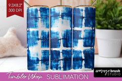 Blue Tie Dye Tumbler Wrap - Shibori Tumbler PNG Sublimation Product Image 1