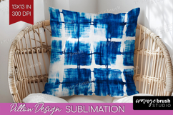 Blue Tie Dye Pillow Sublimation - Shibori Pillow Cover PNG Product Image 1