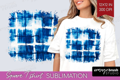 Blue Tie Dye Square Tshirt Background - Shibori PNG Product Image 1