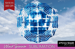 Blue Tie Dye Wind Spinner Sublimation PNG - Shibori Round Product Image 1