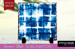 Blue Tie Dye Slate PNG - Shibori Square Slate Sublimation Product Image 1