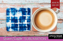 Blue Tie Dye Square Coaster - Shibori Coaster PNG Product Image 1
