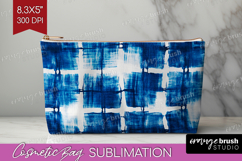 Blue Tie Dye Cosmetic Bag - Shibori Makeup Bag PNG Product Image 1