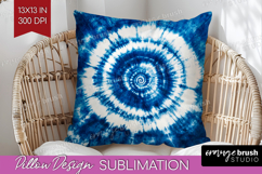 Blue Tie Dye Pillow Sublimation - Shibori Pillow Cover PNG Product Image 1