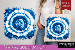 Blue Tie Dye Tote Bag - Shibori Tote Bag PNG Sublimation Product Image 1