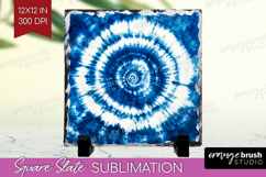 Blue Tie Dye Slate PNG - Shibori Square Slate Sublimation Product Image 1