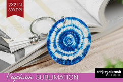 Blue Tie Dye Keychain PNG - Shibori Keychain Sublimation Product Image 1
