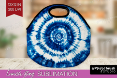 Blue Tie Dye Lunch Bag - Shibori Lunch Bug PNG Sublimation Product Image 1