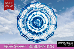 Blue Tie Dye Wind Spinner Sublimation PNG - Shibori Round Product Image 1