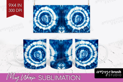 Blue Tie Dye Mug Wrap - Shibori Mug PNG Sublimation Product Image 1