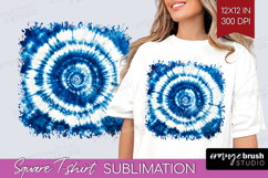 Blue Tie Dye Square Tshirt Background - Shibori PNG Product Image 1