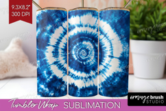 Blue Tie Dye Tumbler Wrap - Shibori Tumbler PNG Sublimation Product Image 1