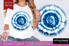 Blue Tie Dye Round Tshirt Background - Shibori PNG Product Image 1