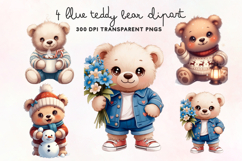 Blue Teddy Bear PNG Clipart Product Image 1