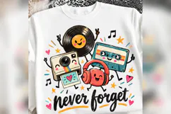 Retro Music Never Forget PNG, Vintage Cassette Vinyl Camera Product Image 1