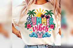 Summer Vibes PNG, Tropical Palm Tree Beach PNG, Hibiscus png Product Image 1