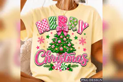 Merry Christmas PNG, Pink Green Christmas Tree Design Product Image 2