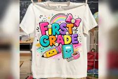 First Grade PNG, Colorful Back to School Design, Cute First Product Image 2