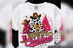 Howdy Christmas PNG, Pink Western Christmas Trees, Cowgirl Product Image 1