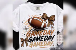 Game Day Football PNG, Leopard Bow Football Design, Coquette Product Image 2