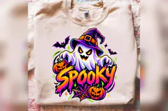 Spooky Ghost Halloween PNG, Witch Hat Pumpkin Shirt Design Product Image 2
