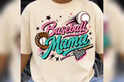 Baseball Mama PNG, Pink Teal Baseball Mom Design, Leopard Product Image 2