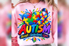 Autism Acceptance PNG, Puzzle Heart Ribbon Design, Neurodive Product Image 3