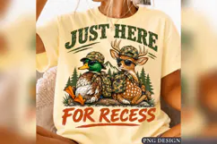 Just Here for Recess Hunting PNG, Funny Deer Duck School Product Image 1