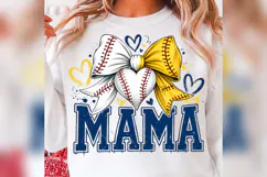 Baseball Mama PNG, Baseball Bow Heart PNG, Coquette Basebal Product Image 2