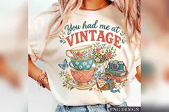 Vintage Tea PNG, Floral Teacup Retro Camera Design, Cottagec Product Image 2
